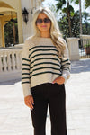 Cozy Embrace Striped Sweater - Hunter Green