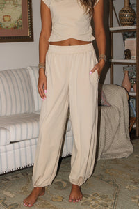 Keepin' It Trendy Jogger Sweatpants - Bone