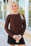 Edgy Warmth Button Down Cardigan -  Brown