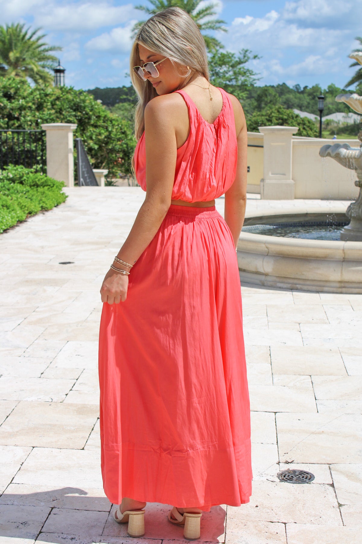 Summertime Days A Line Maxi Skirt - Coral