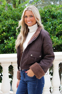 Ashton Quilted Reversible Jacket - Coffee
