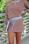 Time For Fun Striped Mini Skirt - Mocha