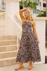 Z Supply: Lanie Zinn Floral Maxi Dress - Chocolate Cherry