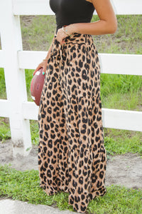 Into The Wild Tiered Wide Leg Pants - Leopard
