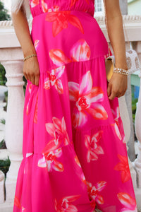 Island Orchid Strapless Midi Dress - Fuchsia