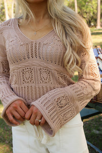 Sadie & Sage: Liquid Soul V-Neck Sweater - Taupe