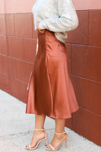 Evening Poise Satin Mini Skirt - Copper