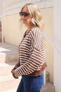 The Getaway Striped Cardigan - Brown