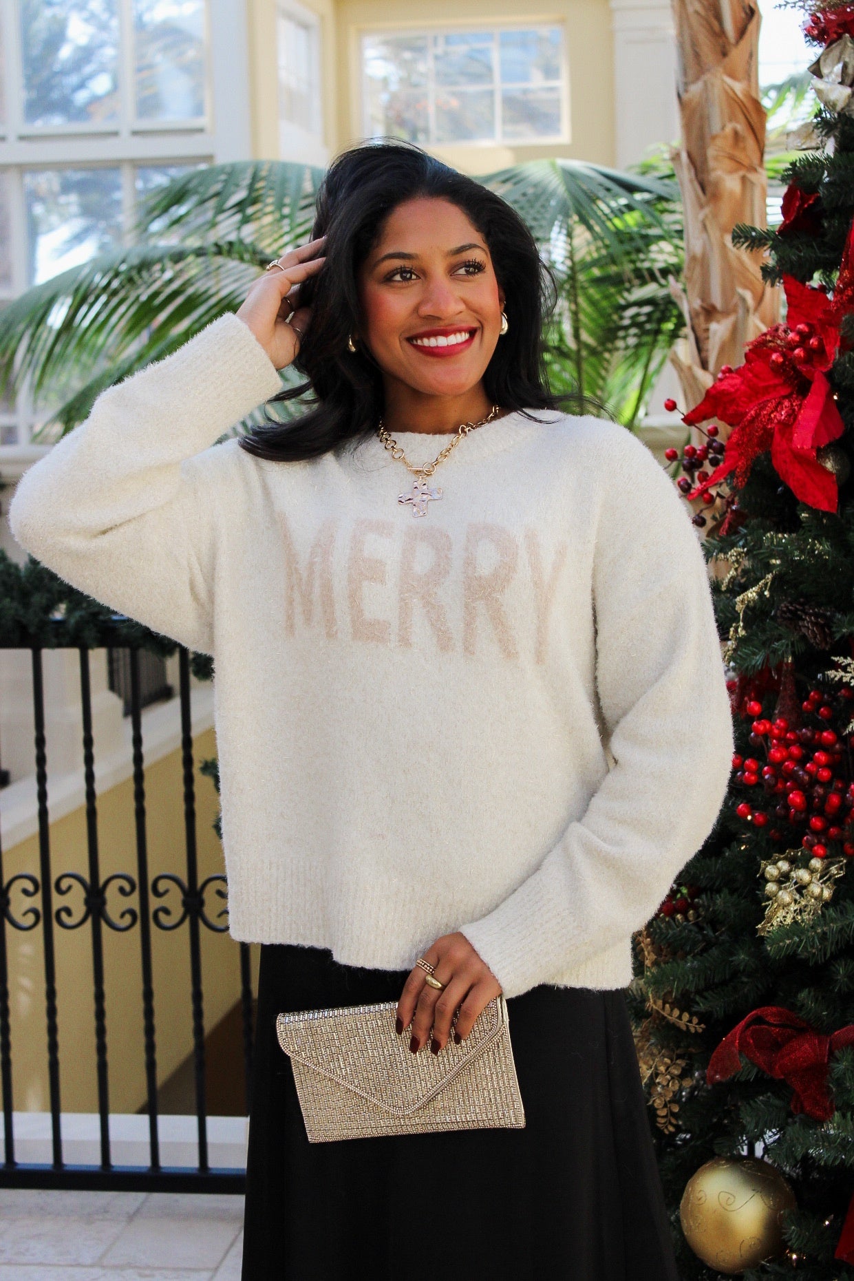 Z Supply: Merry Gold Sweater - White