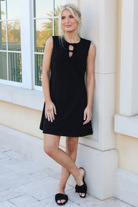 Blissful Bows Heavy Knit Mini Dress - Black
