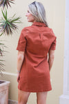 Rustic Charm Zippered Mini Dress - Rust