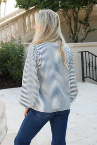 New Perspective Striped Pintuck Top - Teal