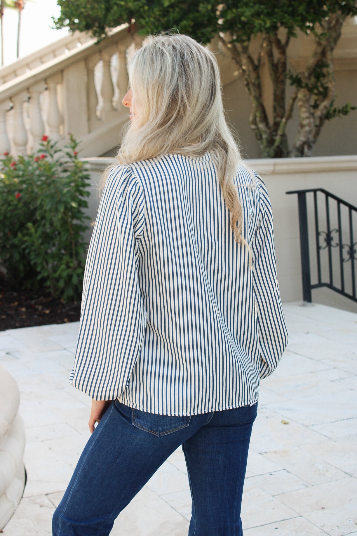 New Perspective Striped Pintuck Top - Teal