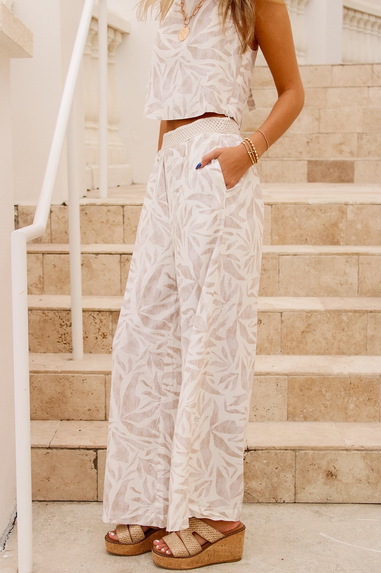 Coconut Cove Wide Leg Pants - Seashore