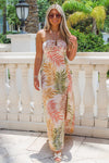 Desert Palms Halter Maxi Dress - Tan Multi
