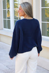 Cherry Bliss Long Sleeve Sweater - Navy