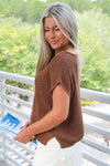 Cool Breeze Split Neck Sweater - Brown