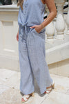 Summer Tides Striped Wide Leg Pants - Denim