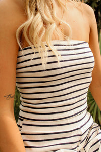 Sail With Me Striped Tube Top - Black