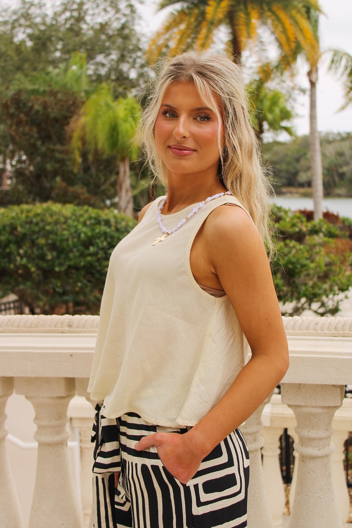 Soft Shoreline Flowy Tank - Off White