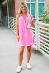 It's All About Me Sleeveless Shirt Dress - Washed Pink