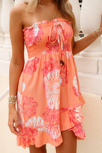 Island Breeze Smocked Mini Dress - Coral