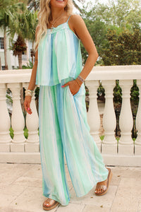 Tropical Escape Wide Leg Pants - Blue Strovia