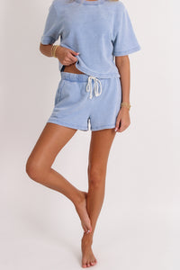 Z Supply: Hunter Knit Denim Shorts - Ocean Air Indigo