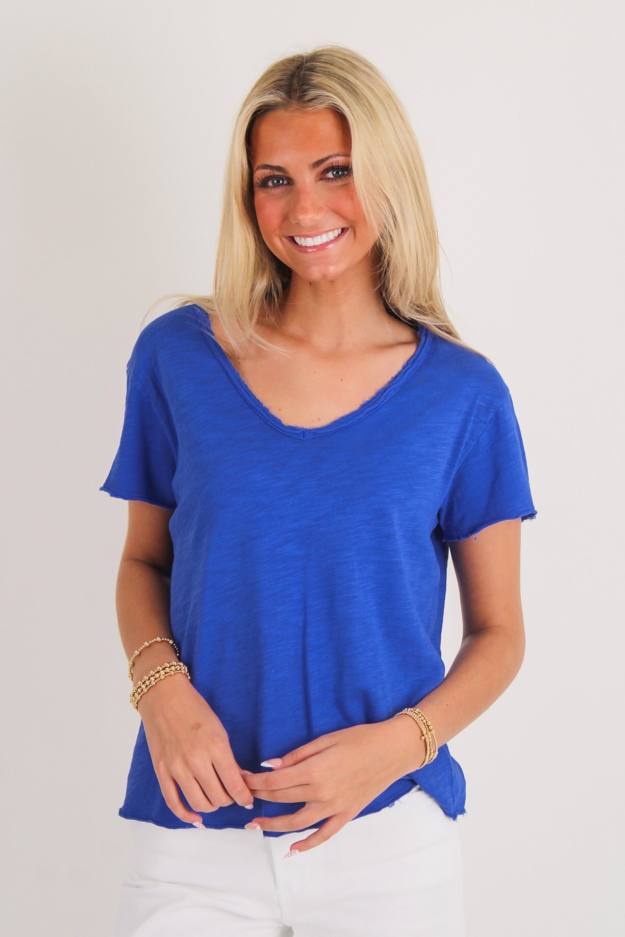 Dear John: Vanya Slub Tee - Dazzling Blue