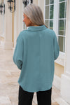 Showing My Love Collared Top - Slate