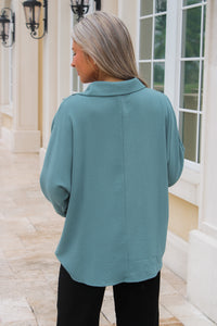 Showing My Love Collared Top - Slate