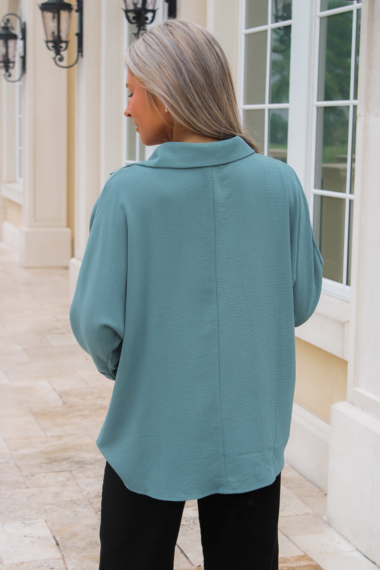 Showing My Love Collared Top - Slate