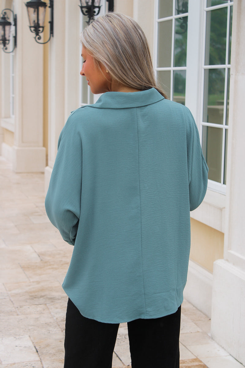 Showing My Love Collared Top - Slate