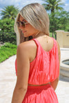 Summertime Days Halter Crop Top - Coral