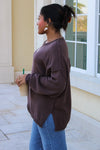 Roll With It Long Sleeve Sweater - Brown