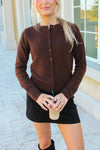 Edgy Warmth Button Down Cardigan -  Brown