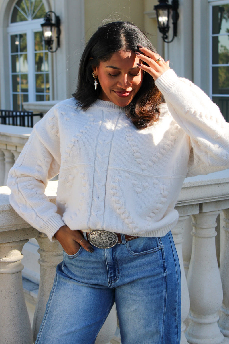 Warm Embrace Heart Sweater - Oatmeal