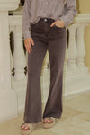 Dear John: Fiona High Rise Wide Leg Jeans - Mocha Brown