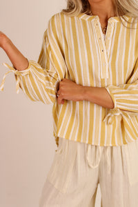 Calling For Spring Striped Top - Yellow