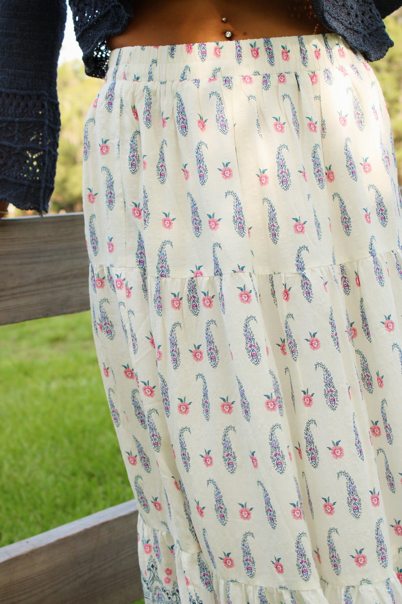 Sadie & Sage: Sagebrush Maxi Skirt - Cream Multi