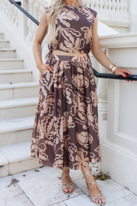 Sadie & Sage: Rustic Charm Midi Skirt - Oak Beige