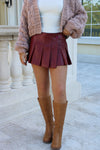 Festive Edge Pleated Mini Skort - Crimson