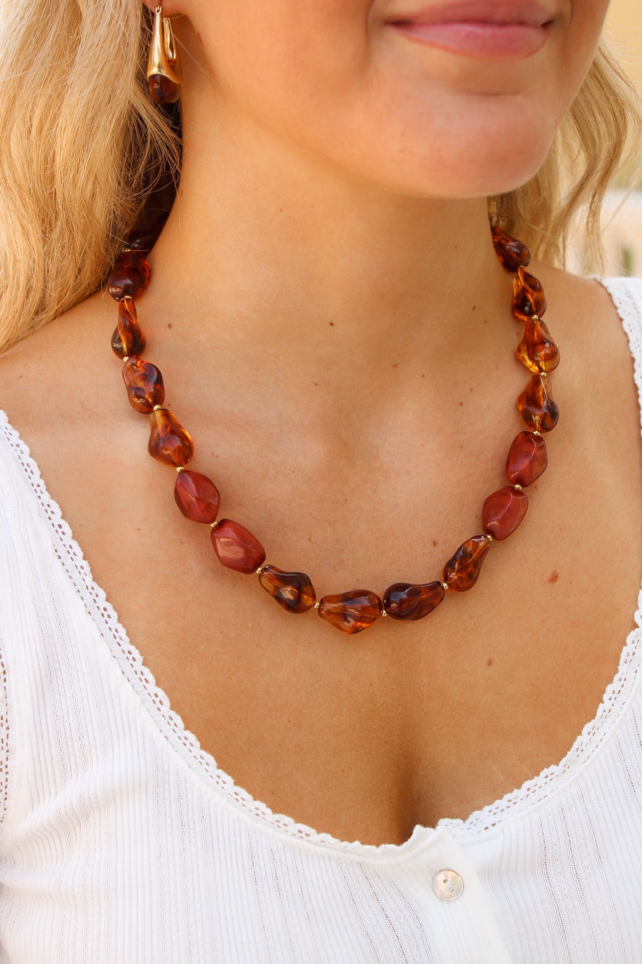 Cami Beaded Necklace - Tortoise