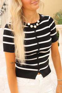 First Impression Button Down Top - Black