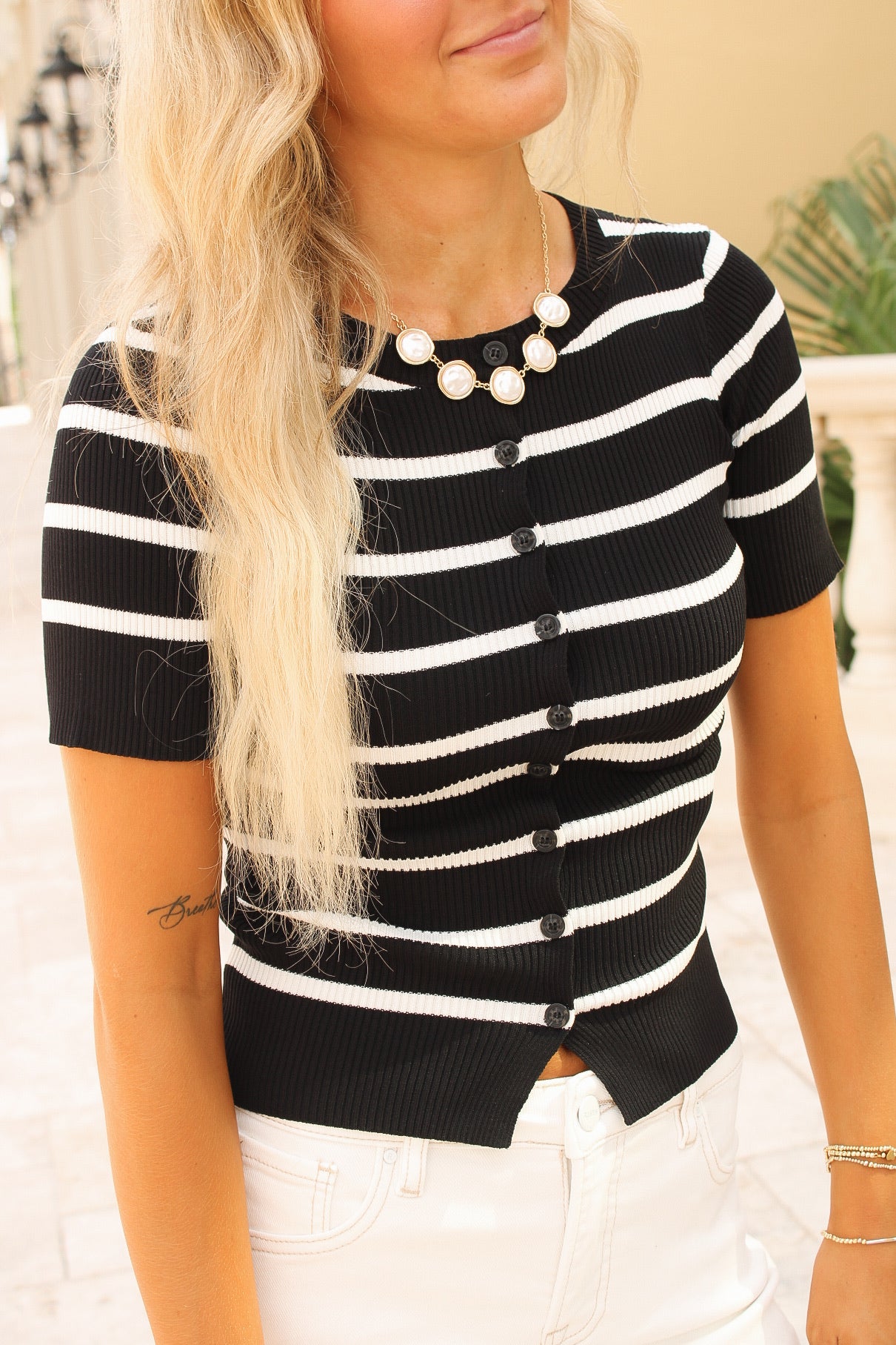 First Impression Button Down Top - Black
