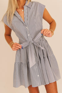 Lyla Striped Mini Dress - Navy