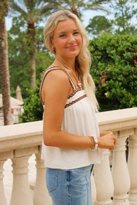 Sunset Harbor Scallop Trim Top - Natural