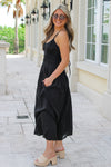 Date Night Dinners Smocked Maxi Dress - Black