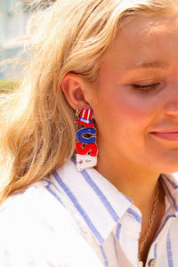 USA Seed Bead Dangle Earring