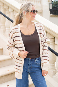 Sadie & Sage: Lost Range Stripe Cardigan - Ivory Multi